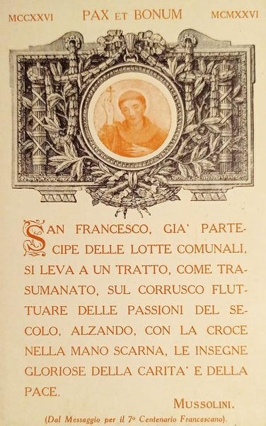 Cartolina - MCCXXVI - Pax et Bonum - MCMXXVI - …