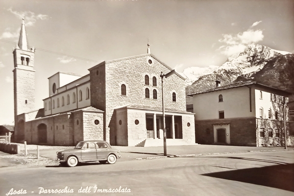 Cartolina - Aosta - Parrocchia dell'Immacolata - 1955 ca.