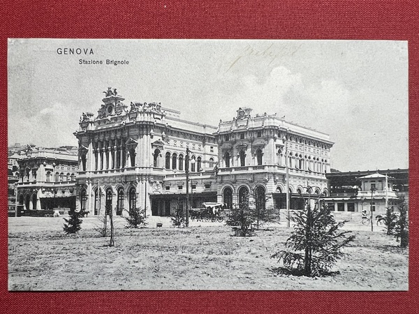 Cartolina - Genova - Stazione Brignole - 1900 ca.