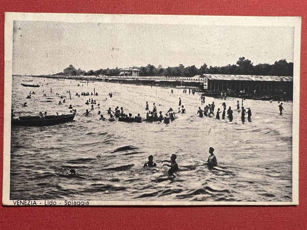 Cartolina - Venezia - Lido - Spiaggia - 1938