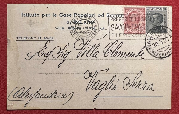 Cartolina Pubblicitaria - Istituto per le Case Popolari - Milano …