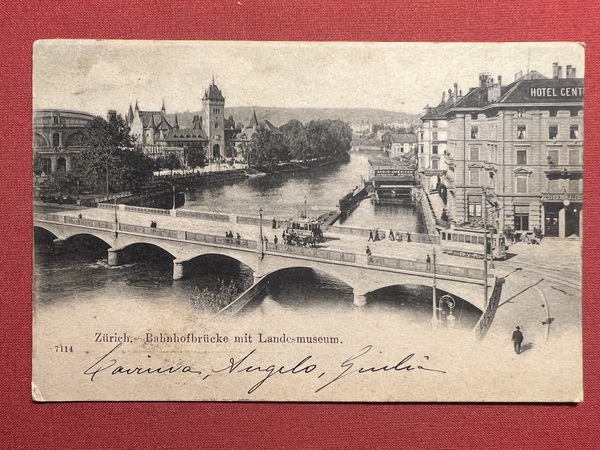 Cartolina - Svizzera - Zürich - Bahnhofbrücke mit Landesmuseum - …