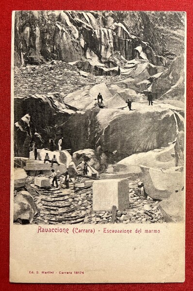 Cartolina - Ravaccione (Carrara) - Escavazione del Marmo - 1900 …