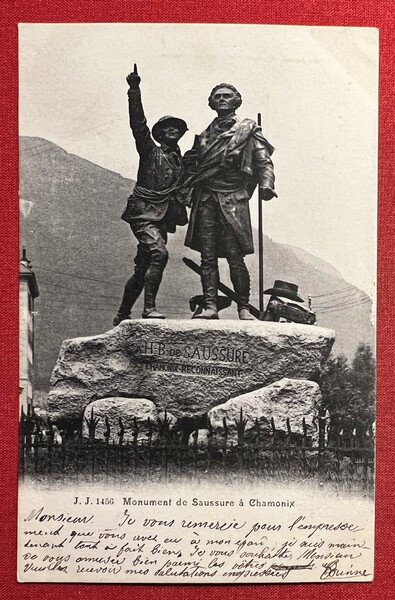 Cartolina - Monument de Saussure à Chamonix - 1905