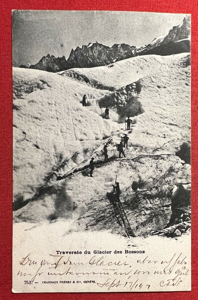 Cartolina - Traversee du Glacier des Bossons - 1901