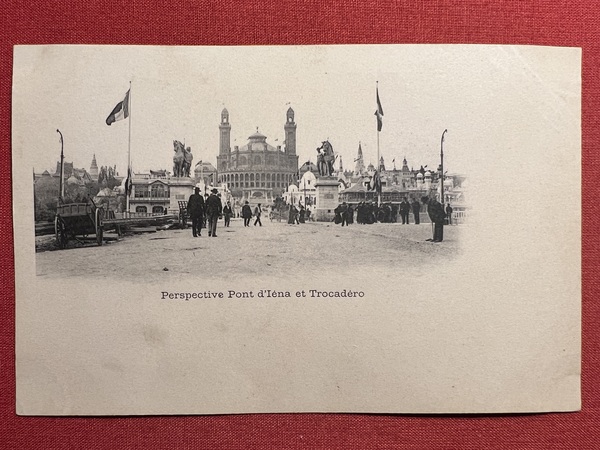 Cartolina - Perspective Pont d'Iena - Exposition Universelle Paris 1900