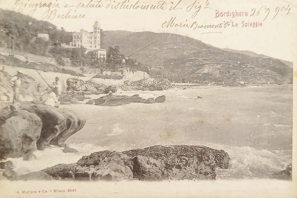 Cartolina - Bordighera - La Spiaggia - 1904