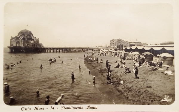 Cartolina - Ostia Mare - Stabilimento Roma - 1924