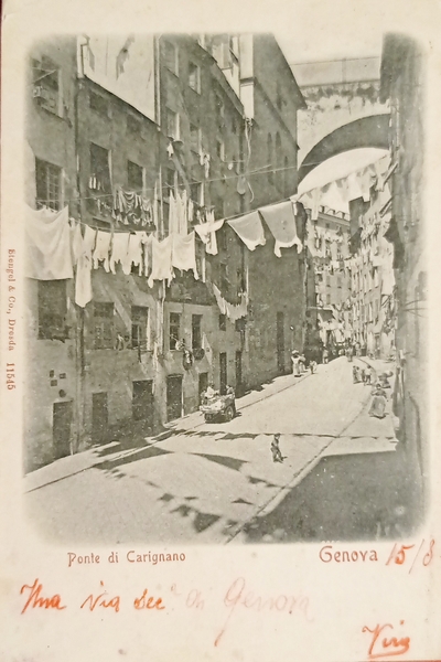 Cartolina - Genova - Ponte di Carignano - 1908