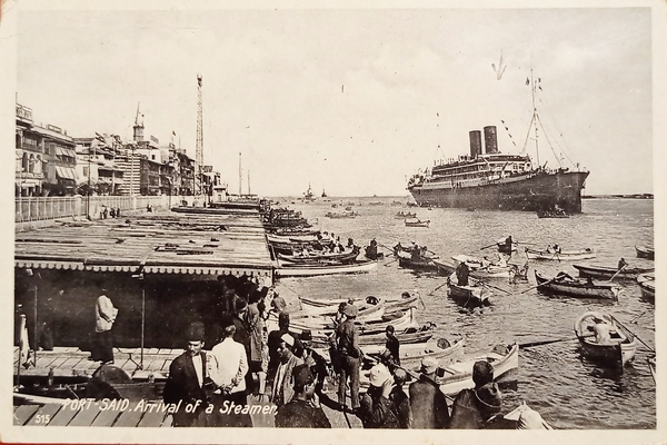 Cartolina - Port Said - Arrival of a Streamer - …