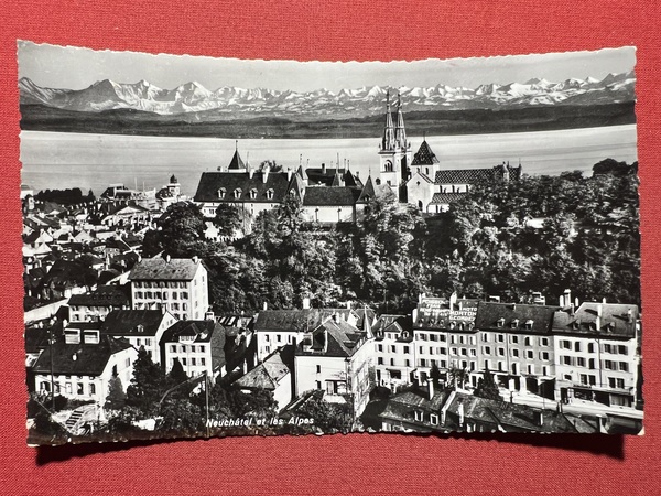 Cartolina - Svizzera - Neuchatel et les Alpes - 1953