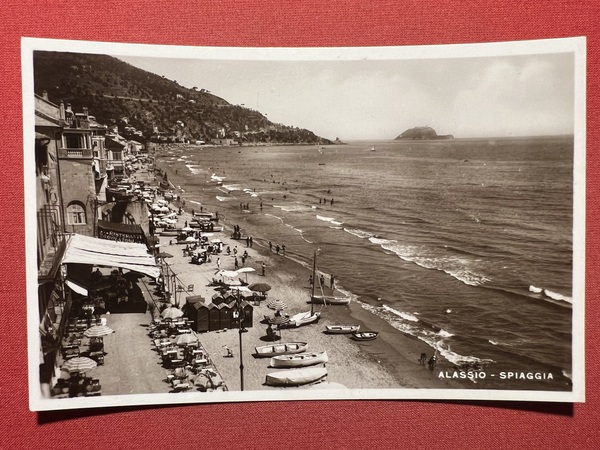 Cartolina - Alassio ( Savona ) - Spiaggia - 1933