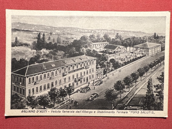 Cartolina - Agliano d'Asti - Veduta dell'Albergo e Stabilimento Termale …