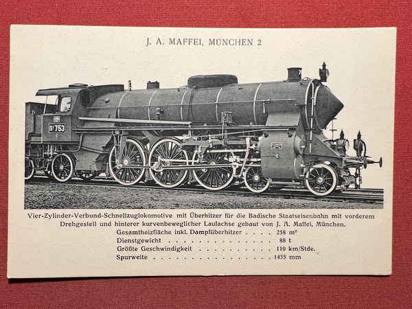 Cartolina - Vierzylinder Verbund Schnellzuglokomotive mit Überhitzer - 1910 ca.