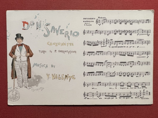 Cartolina Musicale - Don Saverio - Canzonetta di V. Valente …