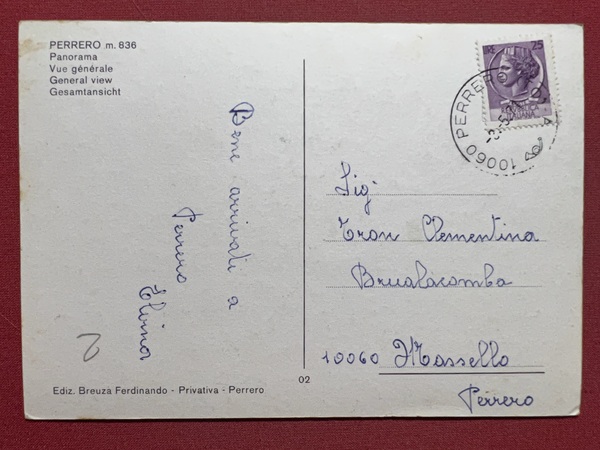 Cartolina - Perrero ( Torino ) - Panorama - 1971