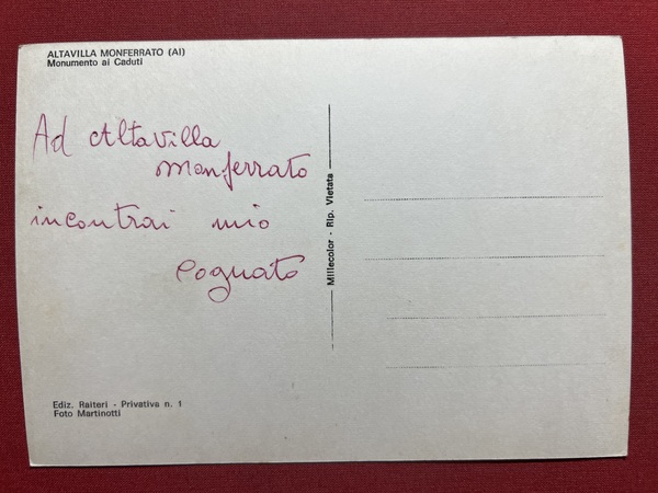 Cartolina - Altavilla Monferrato ( Alessandria ) - Monumento ai …