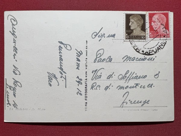 Cartolina - Apuania Massa - Piazza Garibaldi - 1933