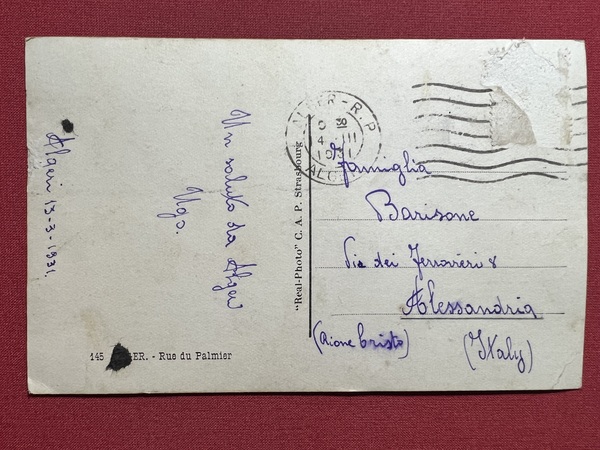 Cartolina Coloniale - Alger - Rue du Palmier - 1931