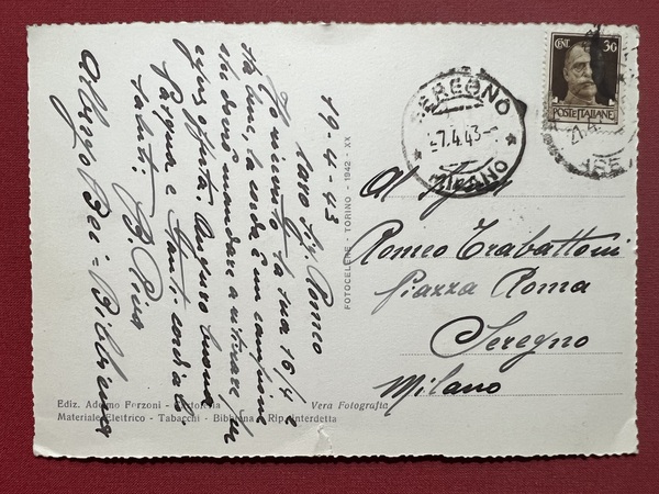 Cartolina - Bibbiena - Panorama e Stazione Ferroviaria viste dall'Arno …