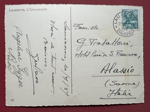 Cartolina - Svizzera - Lausanne - L'Universite - 1937