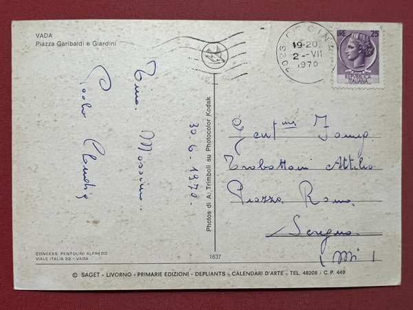 Cartolina - Vada ( Livorno ) - Piazza Garibaldi e …