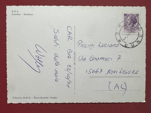 Cartolina - Bra ( Cuneo ) - Giardini - Stazione …