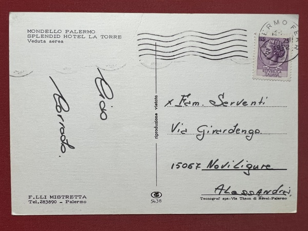 Cartolina - Mondello ( Palermo ) - Splendid Hotel La …