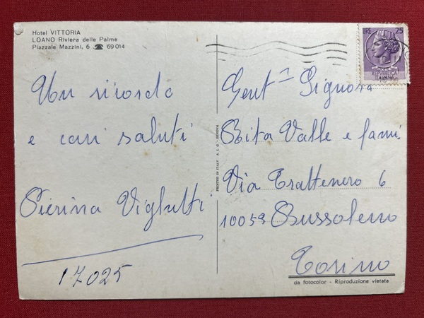 Cartolina - Hotel Vittoria - Loano - Riviera delle Palme …