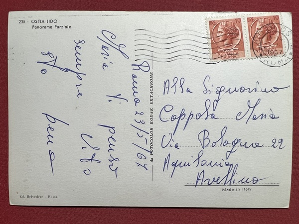 Cartolina - Ostia Lido - Panorama Parziale - 1967