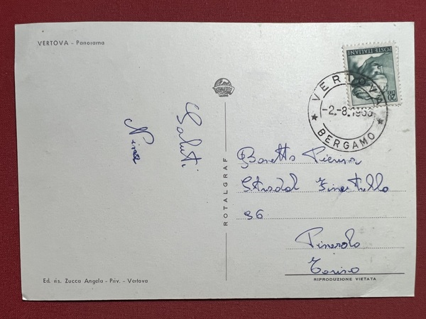 Cartolina - Vertola ( Bergamo ) - Panorama - 1963