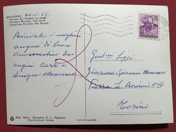 Cartolina - Spotorno ( Savona ) - Riviera di Ponente …