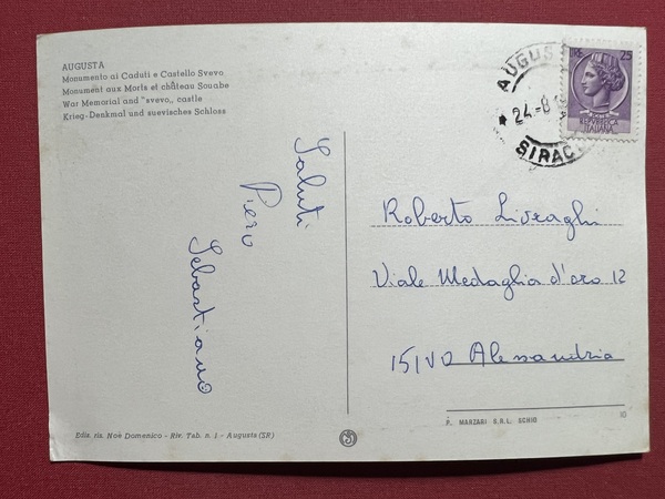 Cartolina - Augusta ( Siracusa ) - Monumento ai Caduti …