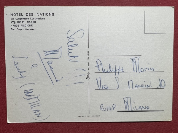 Cartolina - Hotel Des Nations - Riccione - Via Lungomare …