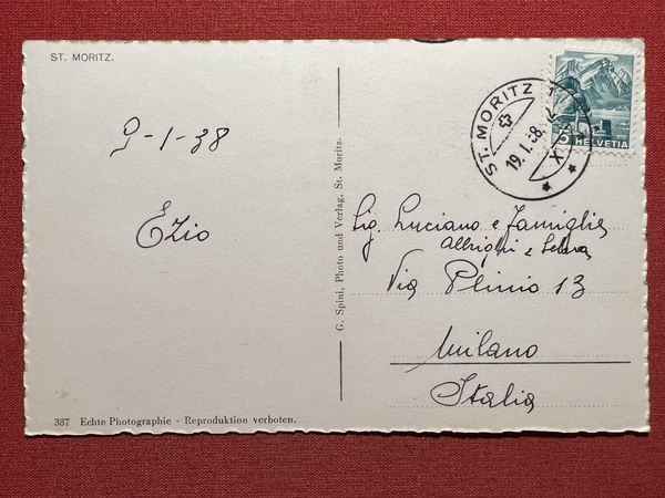 Cartolina - Svizzera - St. Moritz - 1938