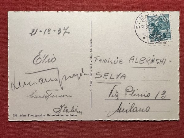 Cartolina - Svizzera - St. Moritz - 1937