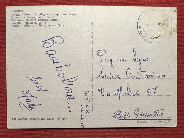 Cartolina - Gruppo Musicale - I Corvi - 1968