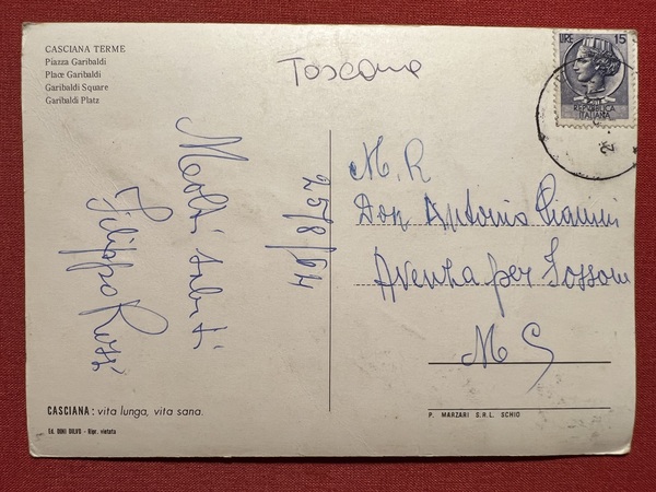 Cartolina - Casciana Terme ( Pisa ) - Piazza Garibaldi …