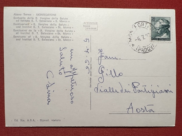 Cartolina - Abano Terme ( Padova ) - Monteortone - …