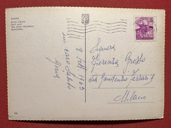 Cartolina - Rimini - Porto Canale 1963