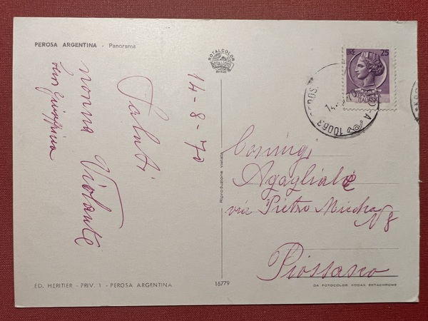 Cartolina - Perosa Argentina ( Torino ) - Panorama - …