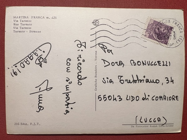 Cartolina - Martina Franca - Via Taranto - 1973