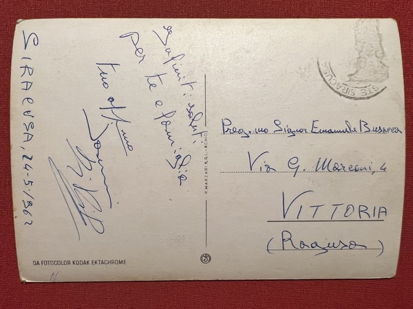 Cartolina - Saluti da Siracusa - Vedute Diverse - 1962