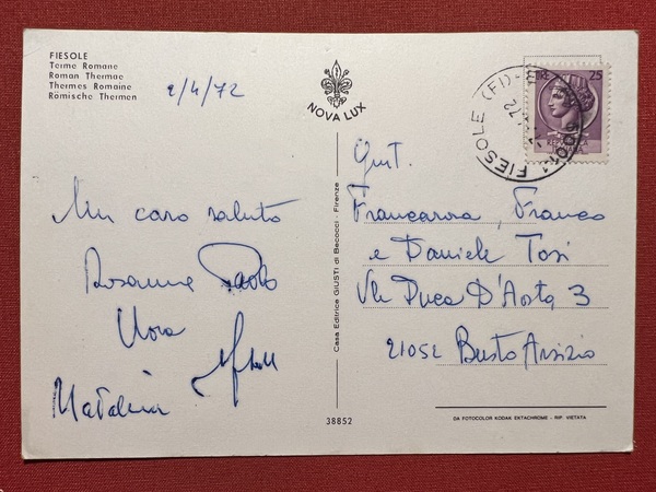 Cartolina - Fiesole - Terme Romane - 1972