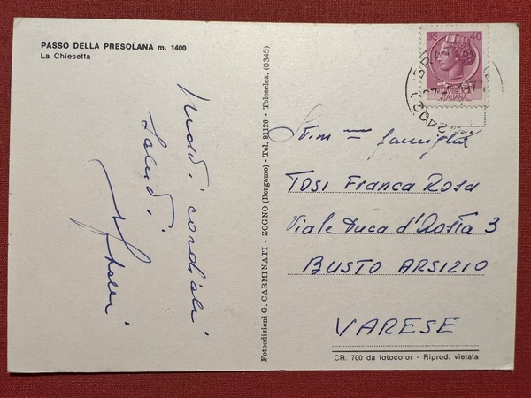 Cartolina - Passo della Presolana ( Brescia ) - La …