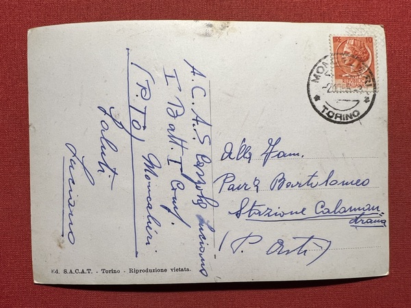 Cartolina - Moncalieri ( Torino ) - Castello - 1956