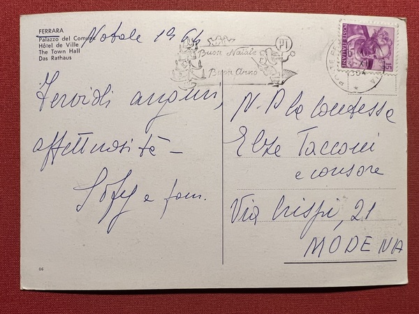 Cartolina - Ferrara - Palazzo del Comune - 1964
