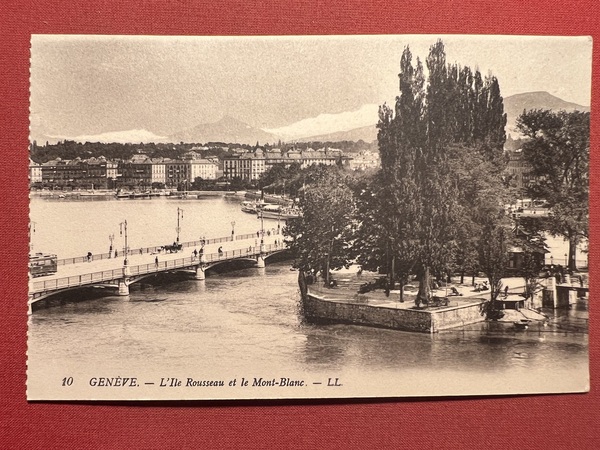 Cartolina - Genève - L'Ile Rousseau et le Mont-Blanc - …