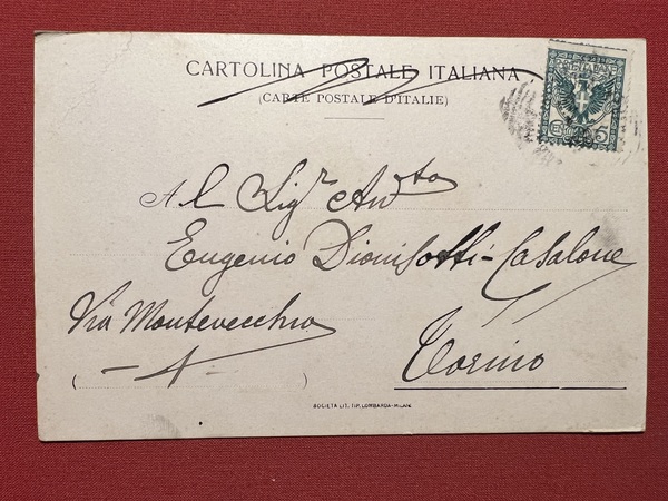 Cartolina - Il Monte Rosa da Borgomanero - 1906