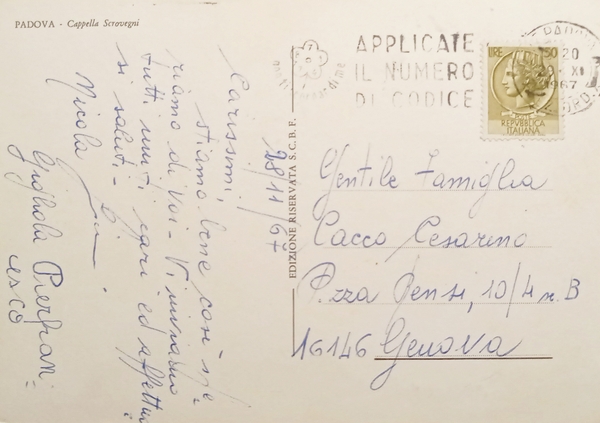 Cartolina - Padova - Cappella Scrovegni - 1967
